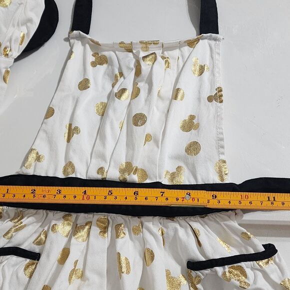 Disney Girls Chef Cooking Baking Apron & Minnie Mouse Ears Hat Set Gold Metallic - Picture 12 of 16